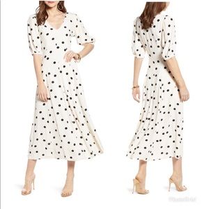 something navy collab with Nordstrom midi ecru with polka dots